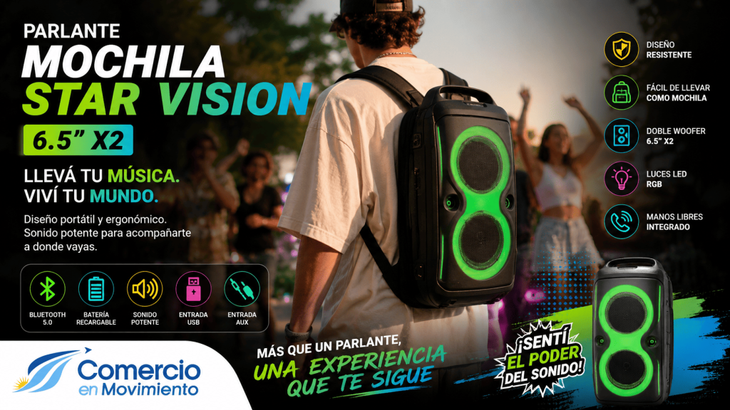 PARLANTE MOCHILA 6.5_X2 STAR VISION 16.9